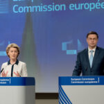 press-conference-of-ursula-von-der-leyen-president-of-the-european-commission-margrethe-vestager-and-valdis-dombrovskis-executive-vice-presidents-of-the-european-commission-to-present-the-economic