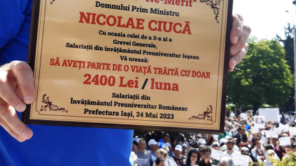 Mii de profesori protest la Iasi. Mesaj catre premier Sa aveti parte de o viata traita cu doar 2.400 leiluna