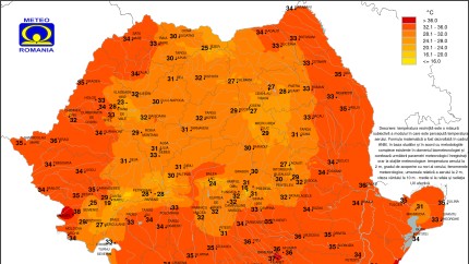 Codul rosu de canicula a fost prelungit pana miercuri. Temperaturi intre 37 si 42 de grade Celsius