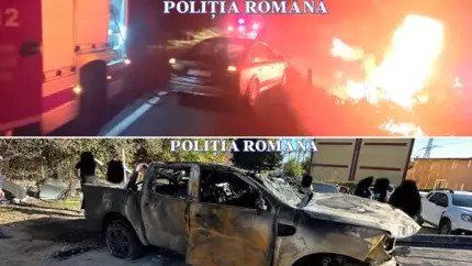 Plan ingenios la Resita. Barbat acuzat ca a inscenat un accident si a incendiat o masina de 30.000 de euro pentru asigurare