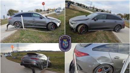 Accident soldat cu dauna totala Aflat in vizita la fabrica Mercedes un student din Ungaria a luat o masina la o tura si a facut-o praf