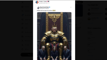 Donald Trump a postat pe rețelele sociale o imagine care îl înfățișează ca împărat pe tron cu mesajul Nimeni nu va scăpa justiției sale