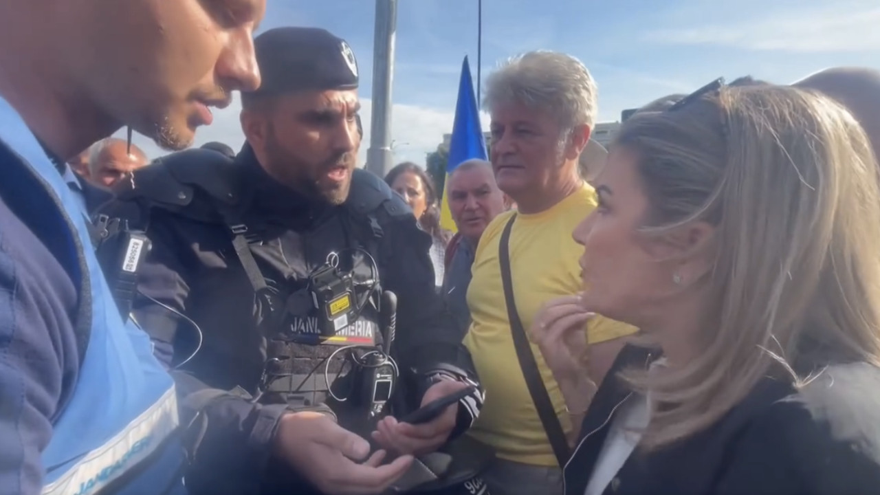 Parlamentari AUR băgați între oierii din Piața Victoriei pentru a face scandal. Deputată Am fost amenințată si agresata de către acest jandarm